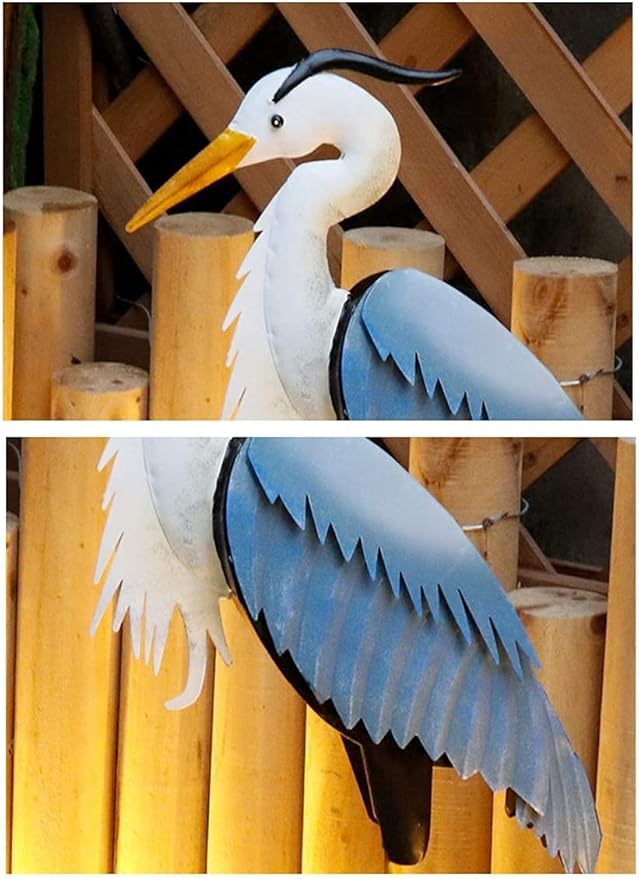 Outdoor Statue Garden Sculpture Egret Statue Courtyard Zoo Craft Product, Patio Garden Decoration, Iron Piece Craft Product (96cm)
