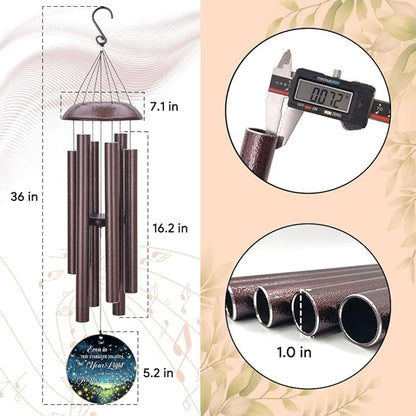 Personalized Sympathy Wind Chimes, 36inch Custom Wind Chime, Memorial Gifts for Loss of Loved One, Wind Chimes in Loving Memory of Dad/Mom, Condolences Gifts for Funeral (Produced in USA)