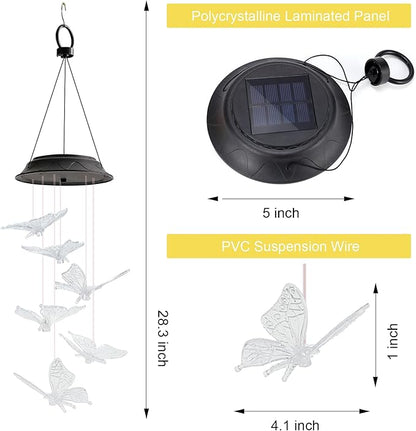 Mom Grandma Nana Wife Sister Gifts for Mothers Day, Mother Birthday Gardening Butterfly Gifts for Women, Wind Chimes Solar Lights Outdoor Decor for Garden Patio Yard Porch