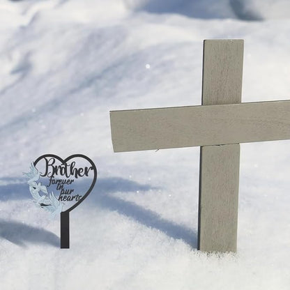 HPMAISON 11 inch Metal Brother Memorial Stake Grave Decorations for Cemetery Gravesite Sympathy Markers Waterproof Memorial Gifts for Loss of Brother Tombstones Plaque Outdoors Lawn Yard Decor