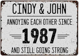 Annoying Each Other Since And Still Going Strong Rustic Sign Personalized Metal Sign, Custom Couple Metal Sign with Name, Anniversary Metal Garden Sign for Couples, Garden Decor Sign, Gift for Spouse