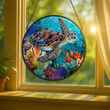 Stained Glass Window Hanging - Loving Cats with Heart Vines 6.3in Sun Catchers Indoor Stained Glass Panels Wall Decor for Mom,Wife,Lovers,Festive