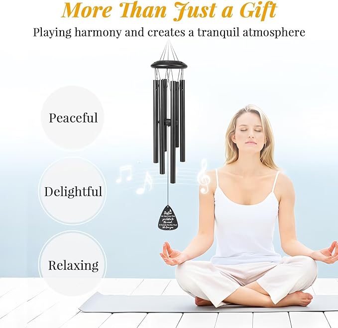 Gifts for Sister, 25''Wind Chimes Black, Birthday Gift for Sisters, Thanksgiving, for Sisters，Soul Sister Gifts Ideas for Women
