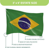 Evergreen Brazil Flag 3x5 flag Outdoor Double Sided, Brazilian flags for Outside with Grommets, 3-Ply Banners for Garden Patio, Indoor Flag for Wall Decor, Works with Standard Estate Flag Poles