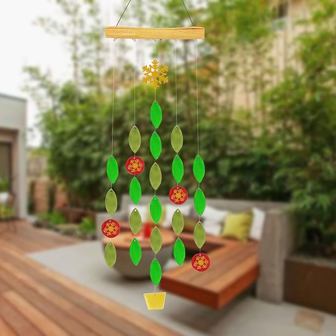 Solar Wind Chimes Unique Light, Glass Mobile Hanging Solar Light Wind Chime for Home, Garden, Patio and Yard Decor