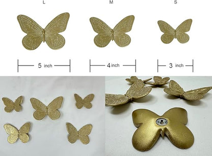 Waowumar Butterfly Wall Decor Rustic Gold Wall Hangings Resin Butterflies Wall Art 5 Pieces