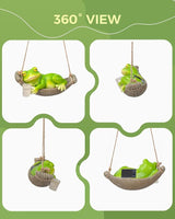Solar Garden Frog Statue Sleeping in Hammock Resin Indoor Outdoor Lights Hanging Garden Frog Decor Mom Dad Gifts for Patio,Yard