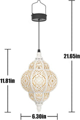 Hapjoy Hanging Solar Lights Outdoor Garden Decor Solar Lantern Waterproof Plastic Moroccan Outdoor Decorations for Patio Pathway Yard Backyard Garden Decorative (1, White)