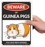 SmartSign Funny Beware Of Guinea Pigs Warning Sign - 10"x7", 40 mil Laminated Rust-free Aluminum - Metal Signs for Wall Decor, Outdoors, Patio, Cafe - Guinea Pigs Theme Gag Gift, Made in USA