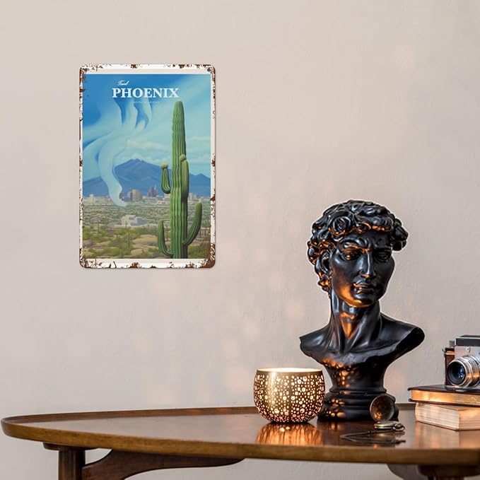 patio wall decor Travel Phoenix 10 metal signs vintage Outdoor Indoor & Outdoor Wall Decor Cute,Funny,Inspiring Plaques for Home,Office,Yard,Bathroom 8X12inch