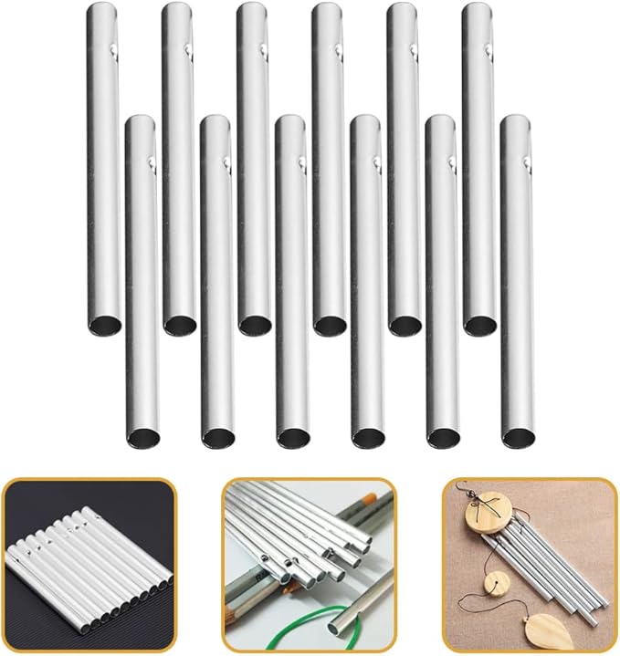 Happyyami Windchimes Outdoors 12pcs Wind Chime Tubes Parts Windchime String Metal Tubes Outdoor Hanging Wind Chime Aluminum Tube for Crafts DIY Wind Chimes Supplies Bulk Toys