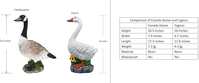 Porch Goose Statue Big Fat Canada Goose, Resin Garden Lawn Yard Décor, Sculpture, 20.5 inches High Figurine, Duck, Indoor and Outdoor, by GGTown TM