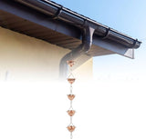 Aramox Copper Rain Chain with 5 Petal Cups, 1m/3.28ft Length, Decorative Gutter Downspout