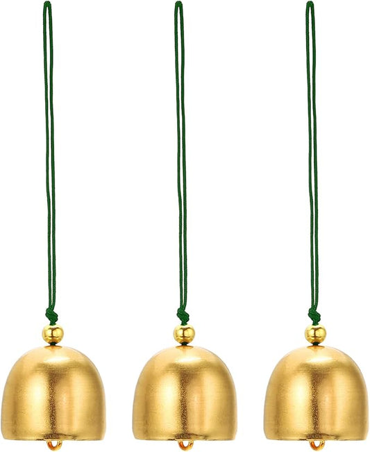 PATIKIL 3 Pcs Wind Chime, Hanging Bells Temple Bells Retro Outdoor Hanging Metal Chinese Wind Chime Round for Outside Garden Camping, Gold Green