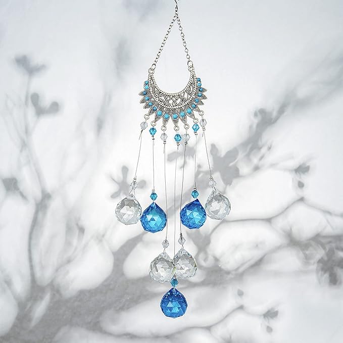 Crystal Peacock Suncatcher Stained Glass Beads Rainbow Maker Window Wall Hanging Prism Pendant Garden Outdoor Home Decor Ornaments