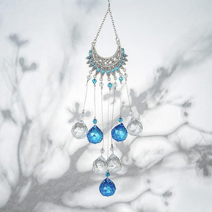 Crystal Peacock Suncatcher Stained Glass Beads Rainbow Maker Window Wall Hanging Prism Pendant Garden Outdoor Home Decor Ornaments