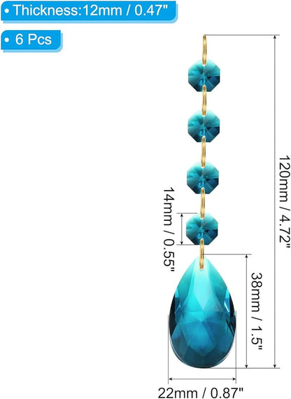 PATIKIL Teardrop Crystal Chandelier Pendants Beads, 6 Pack 120mm Length 38mm Chandelier Prisms Parts Ornaments Hanging Beads for DIY Arts Crafts Decoration, Sky Blue