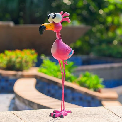 Flamingo Metal Garden Statues Outdoor Decor, Funny Pink Flamingo Bird Outdoor Sculptures Yard Art Decoration for Home Patio Lawn Backyard, Gift for Lovers Moms Women