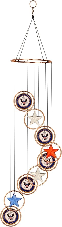 Red Carpet Studios Windchimes Patriotic Spiral Wind Chime Mobile, 23" Long, United States Navy