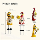 HONGLAND Gnomes Decorations for Yard - Metal Gnome Outdoor Decor Bee Ladybug Garden Statue- Christmas Decoration Thanksgiving Holiday Lawn Patio Yard Stakes (Set of 2)
