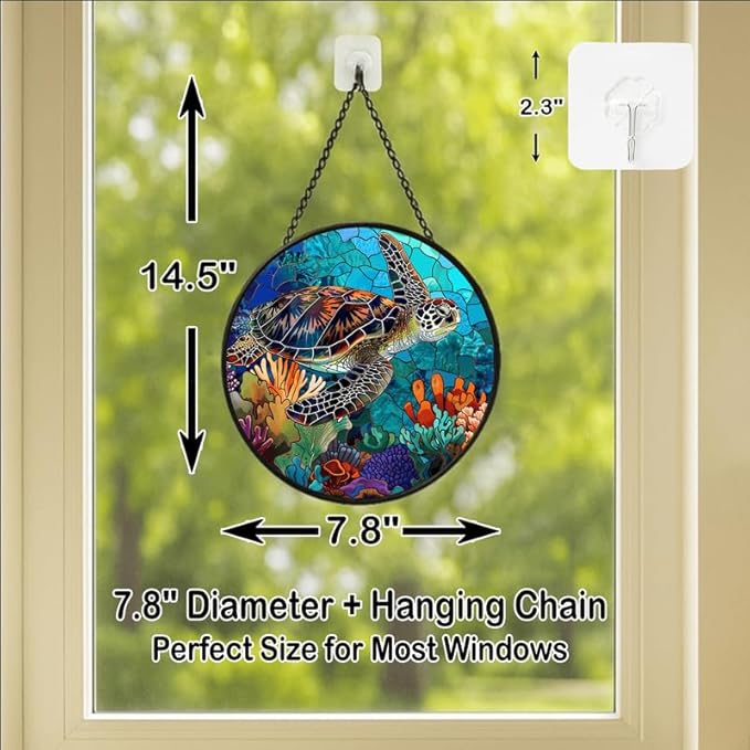 Stained Glass Window Hanging - Loving Cats with Heart Vines 7.8in Sun Catchers Indoor Stained Glass Panels Wall Decor for Mom,Wife,Lovers,Festive