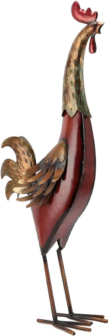 Zerodis Metal Rooster Garden Statue, Iron Chicken Sculpture Yard Art Lawn Ornament for Outdoor Garden Home Decor