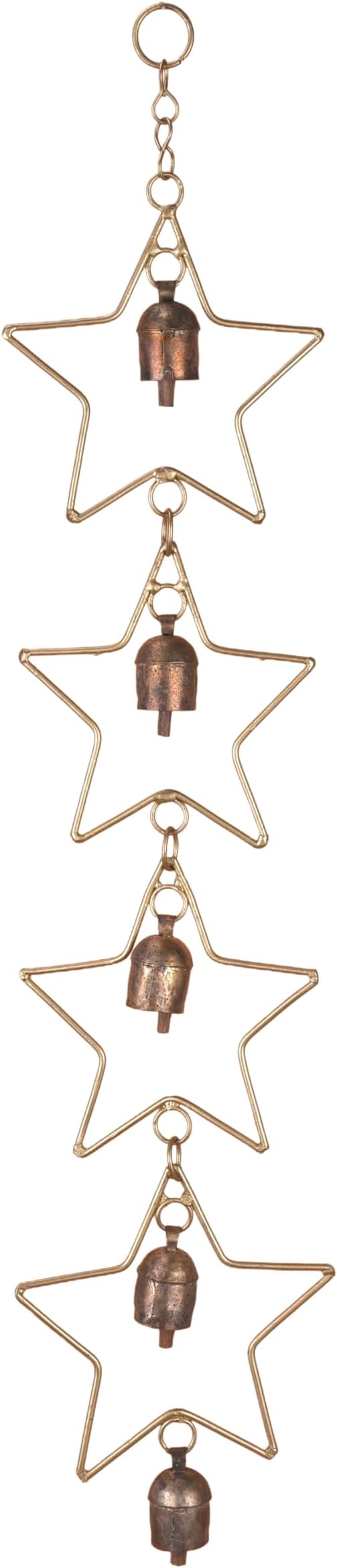 Star Wind Chime Outdoor Hanging – Rustic Metal Yard Decor Accent | Garden Decor for Outside | Windchimes Outdoors Sculpture | Boho Porch Chimes with 5 Bells for Balcony Entryway Meditation Space