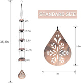 36" Copper Temple Wind Chimes with 5 Bells, Melodious Zen Feng Shui Wind Bells for Outside, Memorial Wind Chime Sympathy Gift with Unique Teardrop Floral Sail, Decorative Garden Decor for Yard Patio