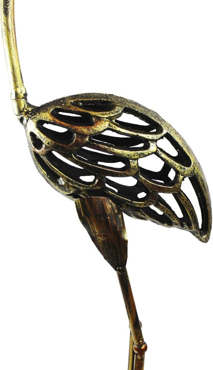 Seraphic Cast Iron Metal Crane/Heron Bird Garden Sculptures Statues for Indoor or Outdoor Lawn Decor, Rustic Bronze, Set of 2