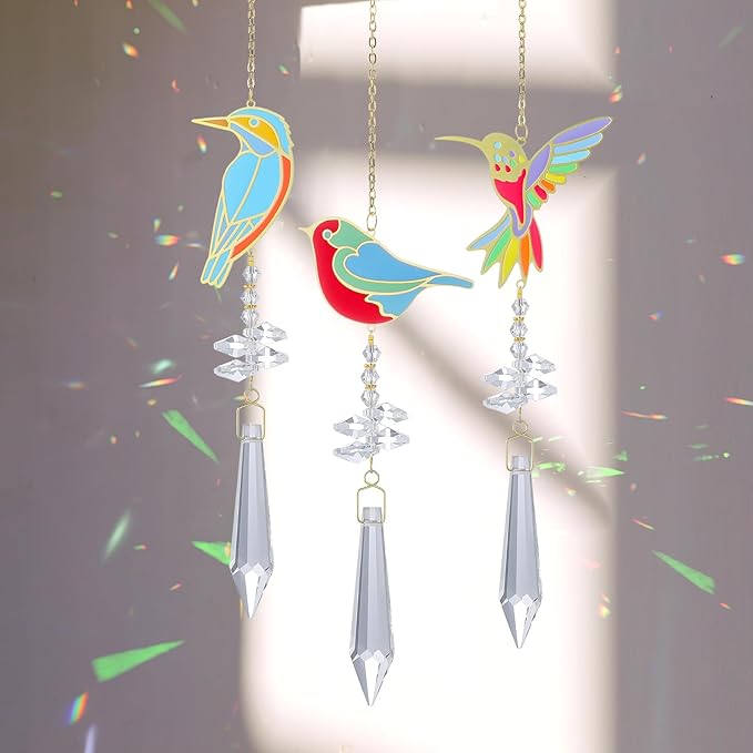 Hummingbird Crystal Sun Catcher, Glass Window Hanging Ornament,Crystal Prism Suncatcher Outdoor Indoor Home Garden Party Decoration