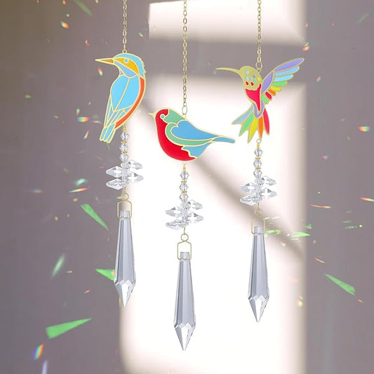 Hummingbird Crystal Sun Catcher, Glass Window Hanging Ornament,Crystal Prism Suncatcher Outdoor Indoor Home Garden Party Decoration