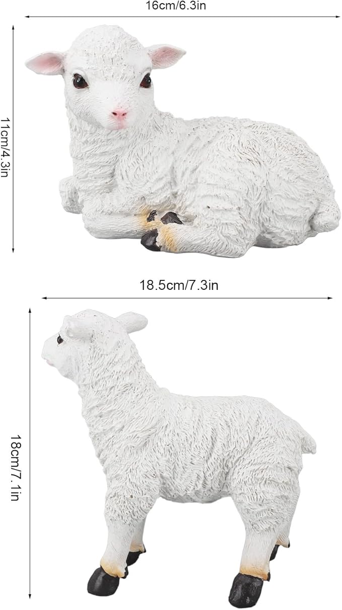 Jerliflyer 1Pcs Lamb Garden Statue,Sheep Hand Made Lifelike Garden Sculpture for Indoor Outdoor Decoration(Small Standing Posture
