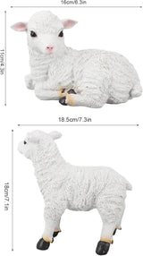 Jerliflyer 1Pcs Lamb Garden Statue,Sheep Hand Made Lifelike Garden Sculpture for Indoor Outdoor Decoration(Small Standing Posture