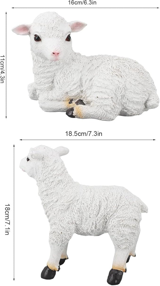 Jerliflyer 1Pcs Lamb Garden Statue,Sheep Hand Made Lifelike Garden Sculpture for Indoor Outdoor Decoration(Small Standing Posture