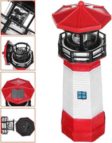 NINEFOX Solar Lighthouse Outdoor Solar Rotating LED Lighthouse Light Waterproof Lighthouse Statue Decorative LED Rotating Lamp for Garden Landscape Outside Yard(Red)