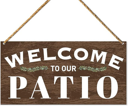 Patio Wood Sign Decor, Welcome Sign for Patio Front Back Porch Decoration Deck Bar Garden Backyard Decor, Housewarming Gifts for Women Men New House Home, Welcome to Our Patio