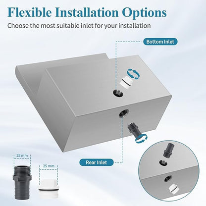 Pond Waterfall Spillway with Filter and Pump Kit - 304 Stainless Steel Ponds Waterfall Box,800 GPH Pump,9.8FT Oxford Hose,Garden Water Features