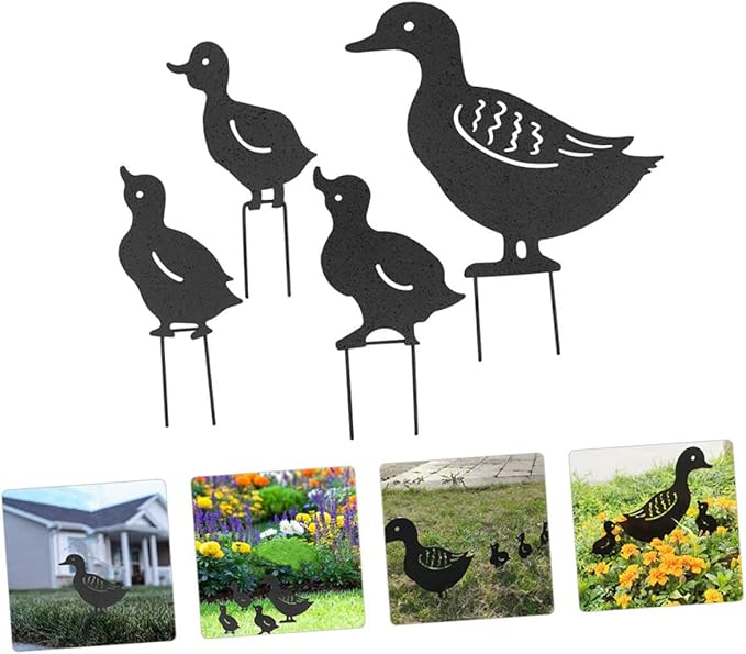 BESPORTBLE 4pcs Hollow Lawn Sculptures Metal Garden Decor for Backyard Unique Iron Garden Statues Outdoor Art Rustic Home Adornment