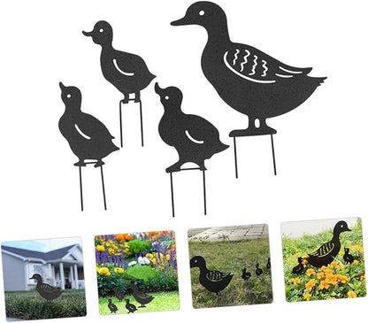 BESPORTBLE 4pcs Hollow Lawn Sculptures Metal Garden Decor for Backyard Unique Iron Garden Statues Outdoor Art Rustic Home Adornment