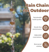 10.1ft Rain Chain for Outside, Rain Chain with 12 Peacock Cups, Adjustable Rain Catcher Chain for Outside, Replacement Downspout for Gutters, Eaves, Drainage