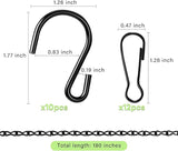 Upgraded 180”Heavy Duty Metal Hanging Chains with Hanging Basket Hooks Set for Planters,Birdcage,Birds Feeder,Grow Lights,Lanterns,Billboards,Wind Chime and Ornaments,Chain Hooks DIY,Black