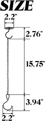 TIHOOD 2PCS Wall Mount Ceiling Hooks, Metal Plant Bracket Iron Wall Mount Lanterns Hangers for Hanging Bird Feeders, Lanterns, Wind Chimes, Planters, Outdoor Decoration Hooks (Black(with chain))