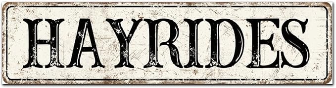 Madcolitote Retro Hay Rides Wood Sign Hay Rides Custom Street Sign Rustic Wooden Wall Art Farmhouse Wall Decor Kitchen Wall Hanger Retro Decoration Sign Housewarming Gift 6x24in