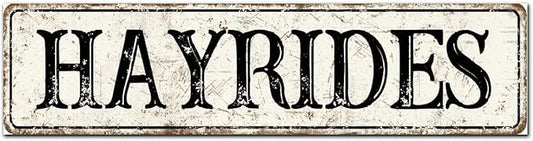 Madcolitote Retro Hay Rides Wood Sign Hay Rides Custom Street Sign Rustic Wooden Wall Art Farmhouse Wall Decor Kitchen Wall Hanger Retro Decoration Sign Housewarming Gift 6x24in