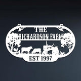 Personalized Metal Farm Sign, Customized Family Name Ranch Sign, Large Last Name Sign for Farmhouse Decoration, Outdoor Farm Wall Art, Welcome Sign, Entrance Gate Sign, Farm Lovers Gift, Garden Decor
