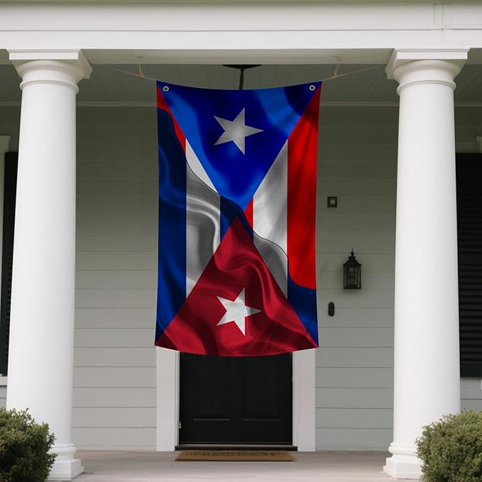 Puerto Rican Puerto Rico And Cuba Cuban Flag 3x5 Ft Double-Sided Printed Indoor/Outdoor Flag Polyester Fabric Decorative Banner With 2 Brass Grommets 3x5 Foot National Flags For Outside