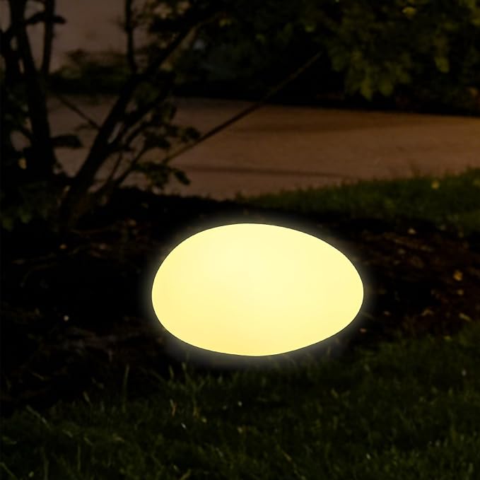 Solar Powered Outdoor Lights - Waterproof Garden Path Lighting, Pebble Shape Landscape Lights for Yard, Lawn, Patio, Walkway, Warm Light(1 pc)