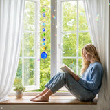 Crystal Suncatchers Decorative Sun Catchers Crystal Hanging Wind Spinners with Blue Prism Ball Rainbow Maker Suncatchers for Windows Hanging Outdoor Indoor Home Garden Decoration Gifts for Girl