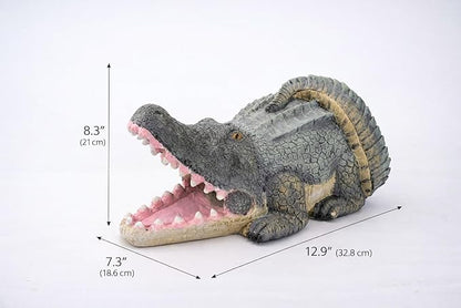 Funny Crocodile Statue Gutter Downspout Extensions, Rain Gutter Downspout Splash Block Cover Sculpture Decorative, 3" × 4" Downspouts