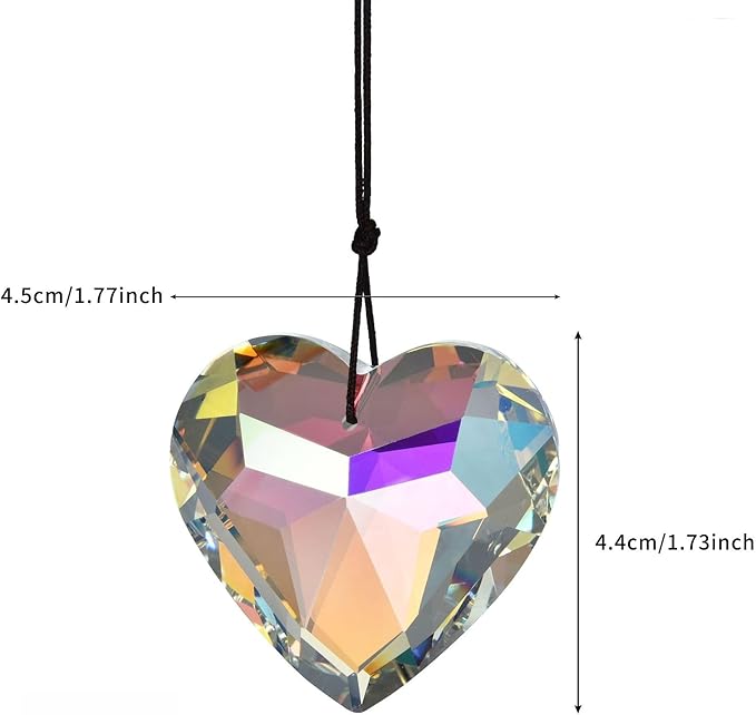 Colorful Heart Crystals Suncatcher Hanging Sun Catcher with Chain Pendant Ornament for Window Home Garden Christmas Day Party Wedding Decoration (AB Color)